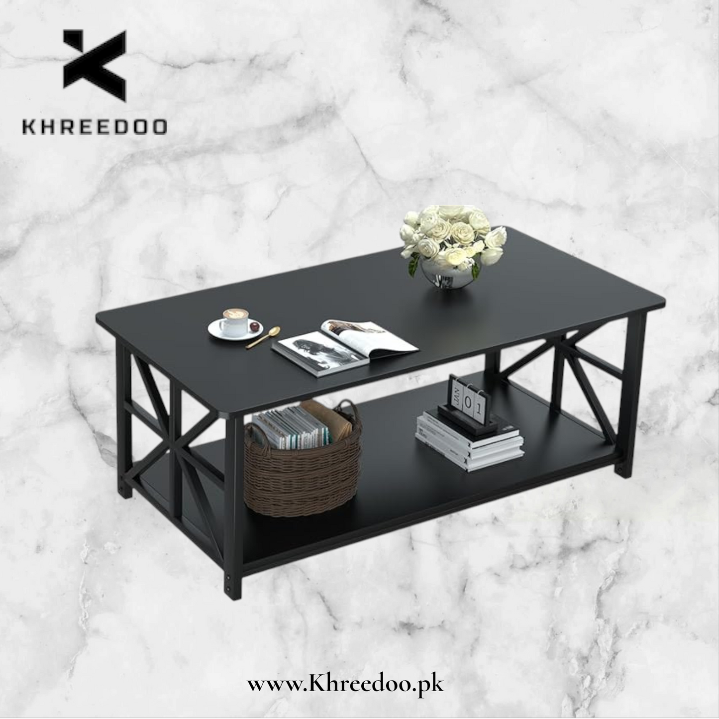 Classic Wooden Marble texture sheet Center Tables – Compact, Stylish, and Multipurpose Tables for Homes, Guest Areas, and Workplaces, Designed with Durable Material,
