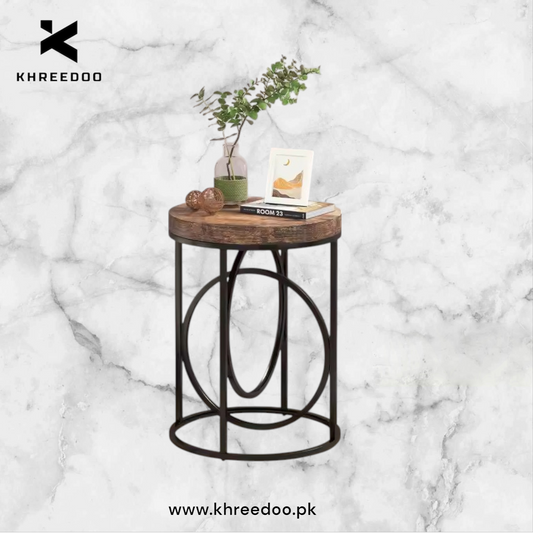 Tribesigns Modern Accent Wooden Rustic Brown Sofa Side Small Round End Side Table for Living Room