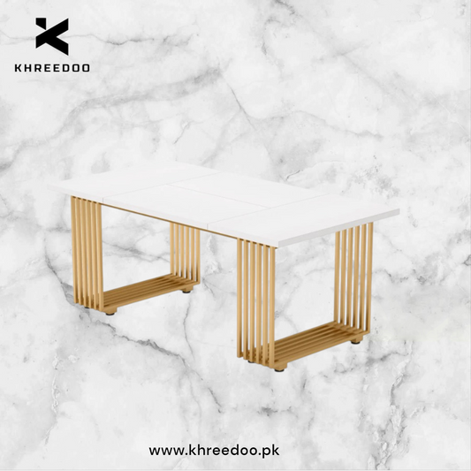 Modern Luxury Design Golden Metal Legs Dining Table With Marble texture Top for 6 People for Dining Room Furniture (Dining table only)