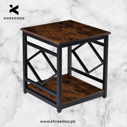 2-Tier Storage, and Vintage Brown Finish – Perfect as a Nightstand, End Table, or Living Room Display Stand