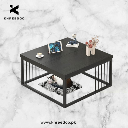 "Elegant  Center Table with Wooden Top and Sturdy Metal Frame – Modern Rectangular Center Table  Minimalist Design, and Smooth Finish – Perfect for Serving, Displaying Décor, or Organizing Magazines