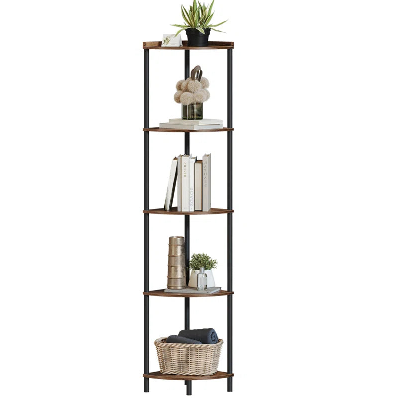 Modern 5-Tier Corner Bookshelf Organizer – Stylish Space-Saving Shelf for Living Room