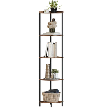 Modern 5-Tier Corner Bookshelf Organizer – Stylish Space-Saving Shelf for Living Room