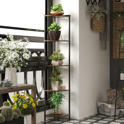 Modern 5-Tier Corner Bookshelf Organizer – Stylish Space-Saving Shelf for Living Room