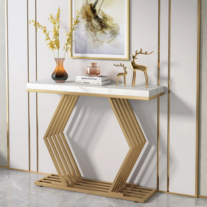 Modern Gold Console Table with White Base by Tribe Designs