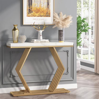 Modern Gold Console Table with White Base by Tribe Designs