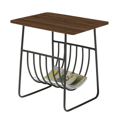 Elevate your living space with the Ferro Round Side Table — finish wood and a sleek matte black metal frame.