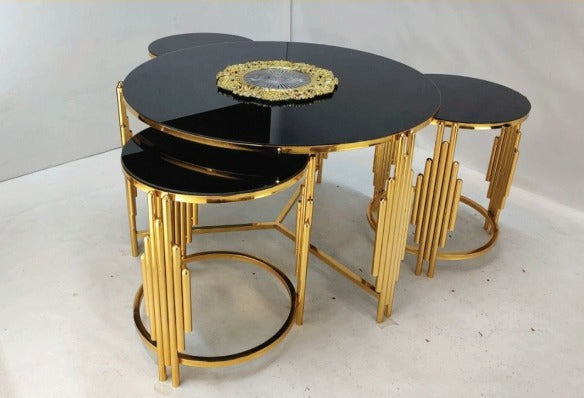 C4 metal frame center table with luxury design set of nesting table