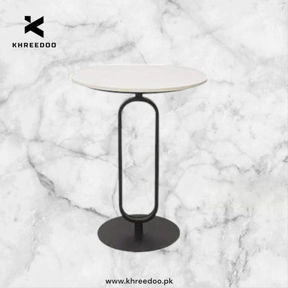 Side Table with Marble Texture Top Metal Round Table Modern Sofa Side End Table Side Desk for Couch Living Room Bedroom