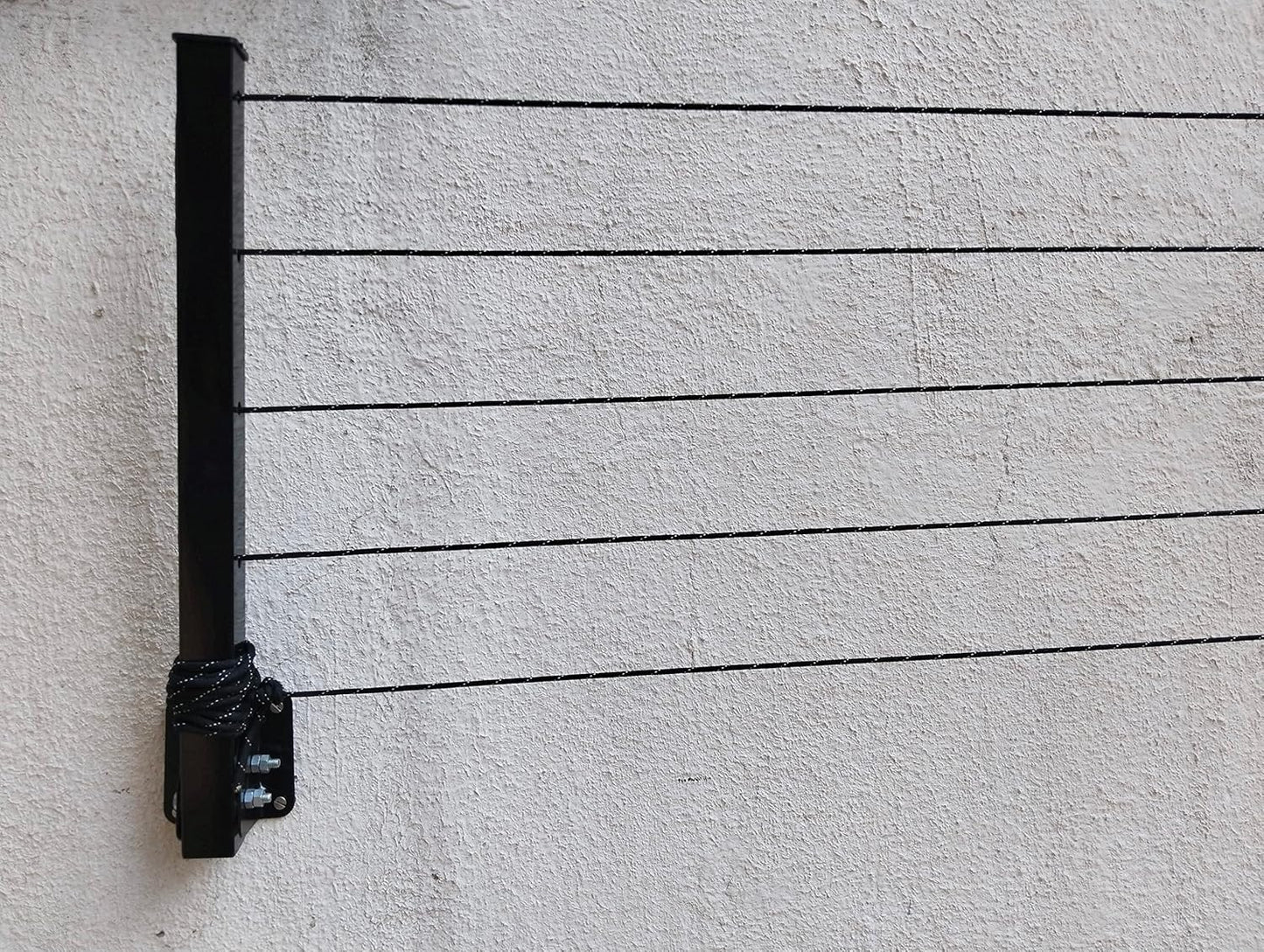 Wall-mounted foldable cloth drying stand with strong metal brackets and durable rope 12-24"