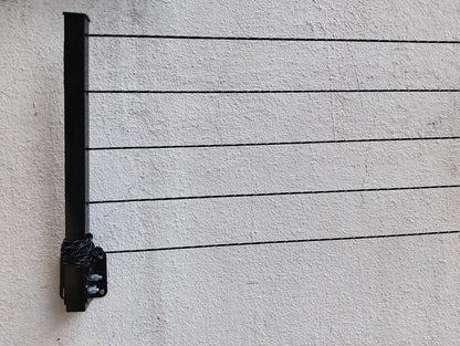 Wall-mounted foldable cloth drying stand with strong metal brackets and durable rope 12-24"