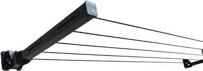 Wall-mounted foldable cloth drying stand with strong metal brackets and durable rope 12-24"