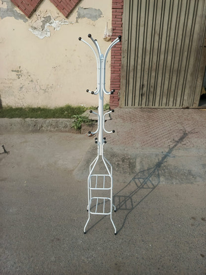 Durable and Space-Saving Design  Metal Coat & Hat Stand with Round Wooden Base – Multi-Purpose Jacket Organizer