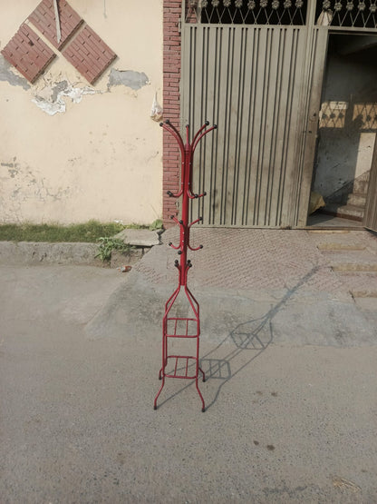 Durable and Space-Saving Design  Metal Coat & Hat Stand with Round Wooden Base – Multi-Purpose Jacket Organizer