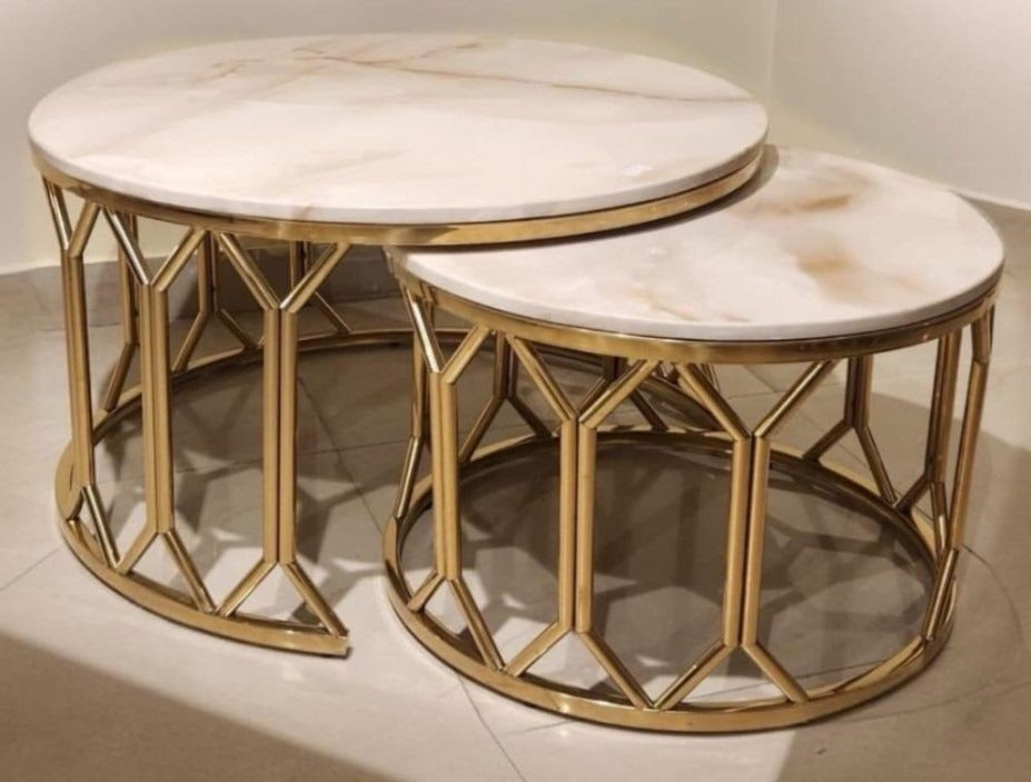 Luxury Gold Center Table Set - Elegant Contemporary Living Room Furniture