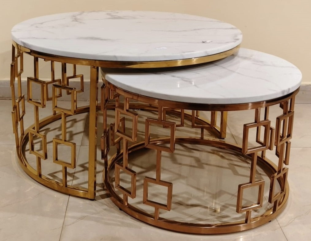 Luxury Round Gold Center Table - Contemporary Coffee Table for Living Room