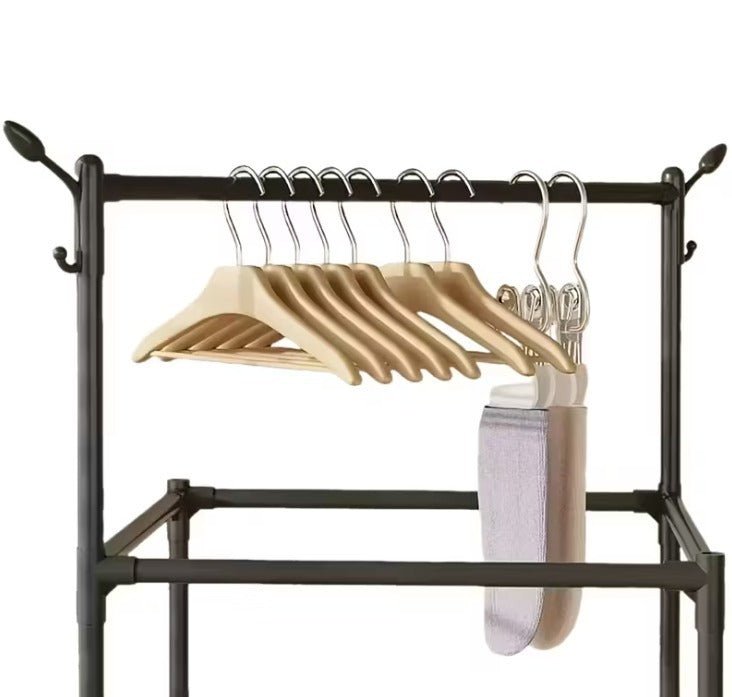Clothes Hanging Rack with Shelves - Metal Coat Stand Organizer for Entryway