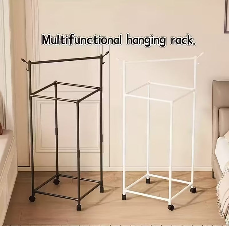 Clothes Hanging Rack with Shelves - Metal Coat Stand Organizer for Entryway