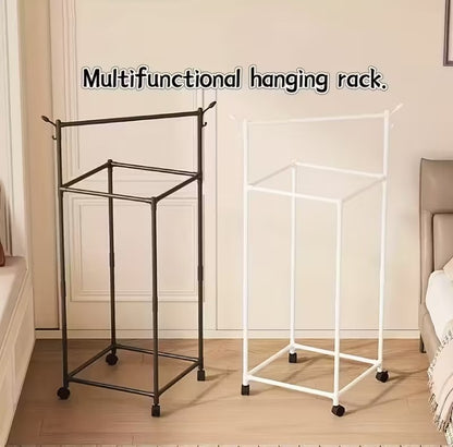 Clothes Hanging Rack with Shelves - Metal Coat Stand Organizer for Entryway
