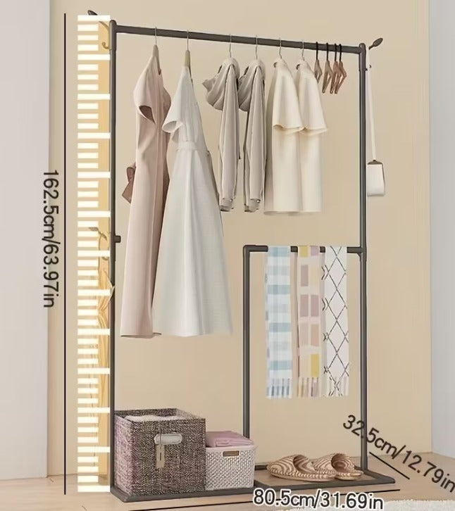 Multi-Functional Clothes & Hat Rack Stand with Hooks for Bags, Scarves, Umbrellas – Home Storage Organizer with Box Shelf – Space Saving Design