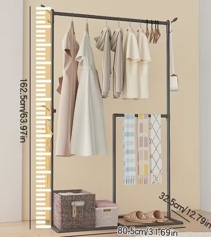 Multi-Functional Clothes & Hat Rack Stand with Hooks for Bags, Scarves, Umbrellas – Home Storage Organizer with Box Shelf – Space Saving Design