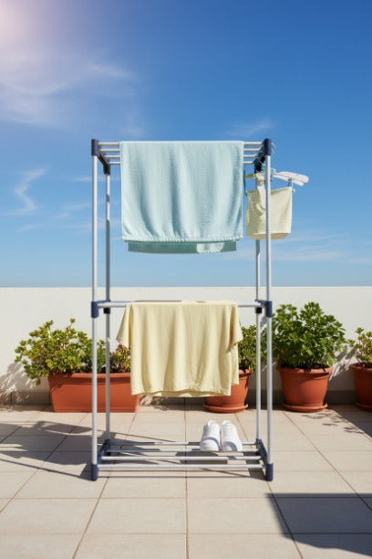 3-Tier Foldable Clothes Drying Rack with Wheels