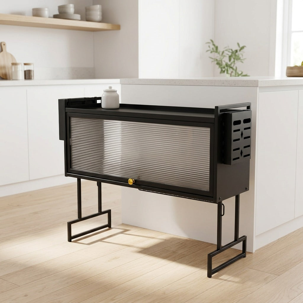 AeroClean 1 & 2-Shelf Dish Drying Rack – Double-Tier Fluted Glass Countertop Kitchen Organizer with Knife Holder
