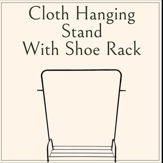 Cloth Hanging Stand with Shoe Rack, Umbrella, and Purse Holder