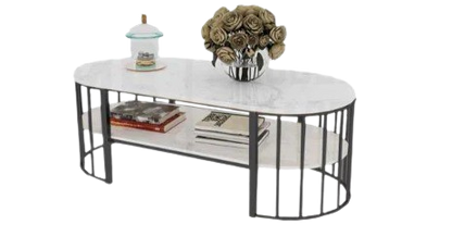 2 Shelf Oval Shape Center Table Rode Based Elegent Look And Modern Desion