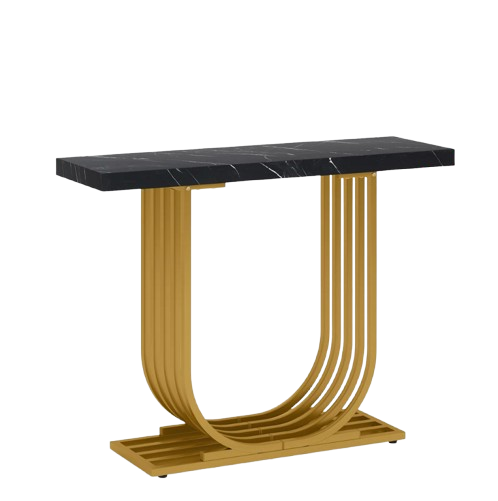 New Modern & Elegance Design In U Shape Console For Hally Way & Entry way In wooden Marbel Texture Sheet & Metal  Frame