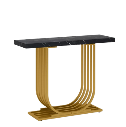 New Modern & Elegance Design In U Shape Console For Hally Way & Entry way In wooden Marbel Texture Sheet & Metal  Frame