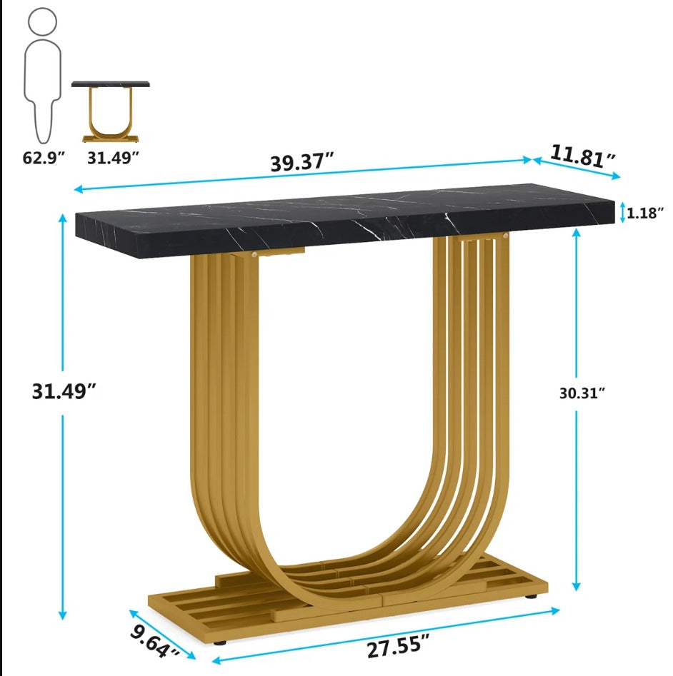 New Modern & Elegance Design In U Shape Console For Hally Way & Entry way In wooden Marbel Texture Sheet & Metal  Frame