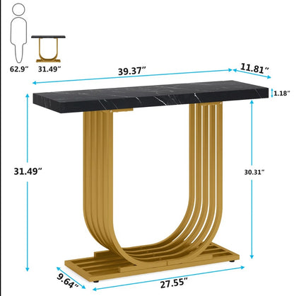New Modern & Elegance Design In U Shape Console For Hally Way & Entry way In wooden Marbel Texture Sheet & Metal  Frame