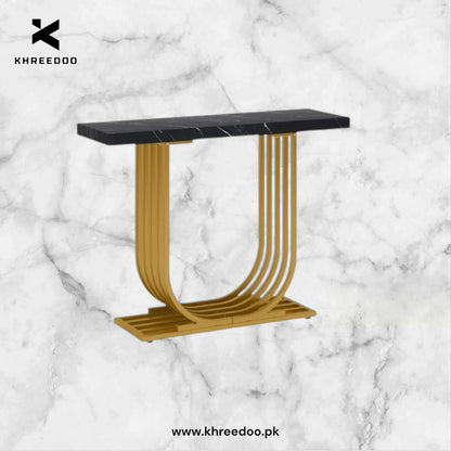 New Modern & Elegance Design In U Shape Console For Hally Way & Entry way In wooden Marbel Texture Sheet & Metal  Frame