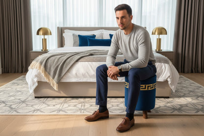 Ottoman Stool for Living Room - Metallic Side Table Décor