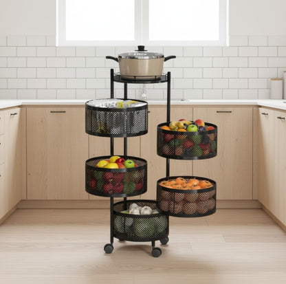 5-Tier Metal kitchen Storage Stand  organizer – Square & Round