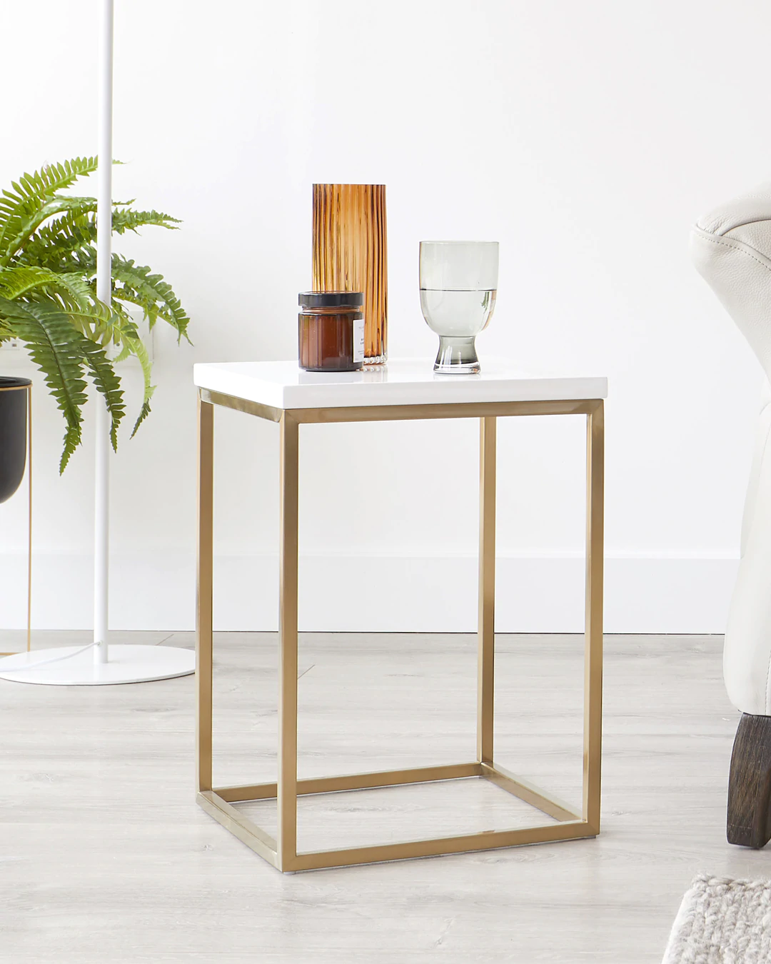 Mainstays End Table - White Top with Gold Frame