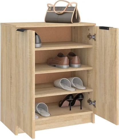 Wooden Shoe Storage Cabinet - 4-Shelf Shoe Rack Organizer