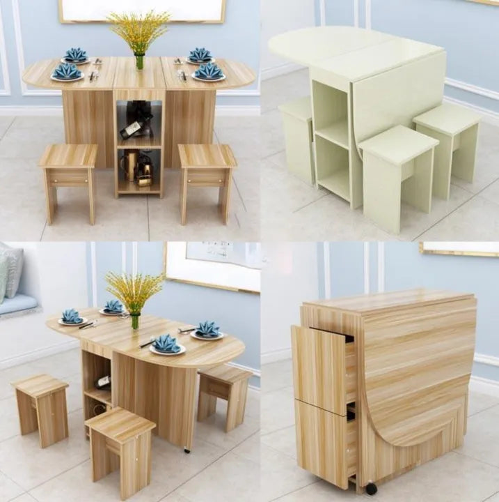 Foldable Dining Table & Chairs - Simple Family Room Set