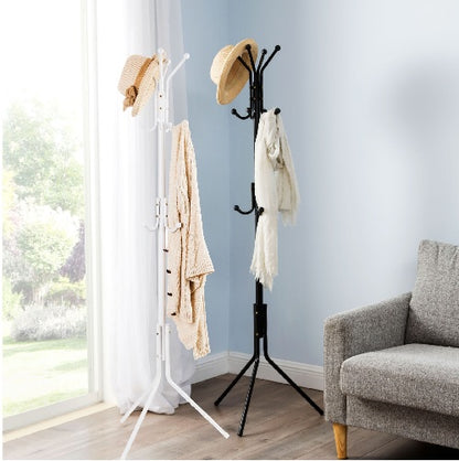 Iron Black Coat & Hat Stand - Stylish Hanger Rack for Clothes