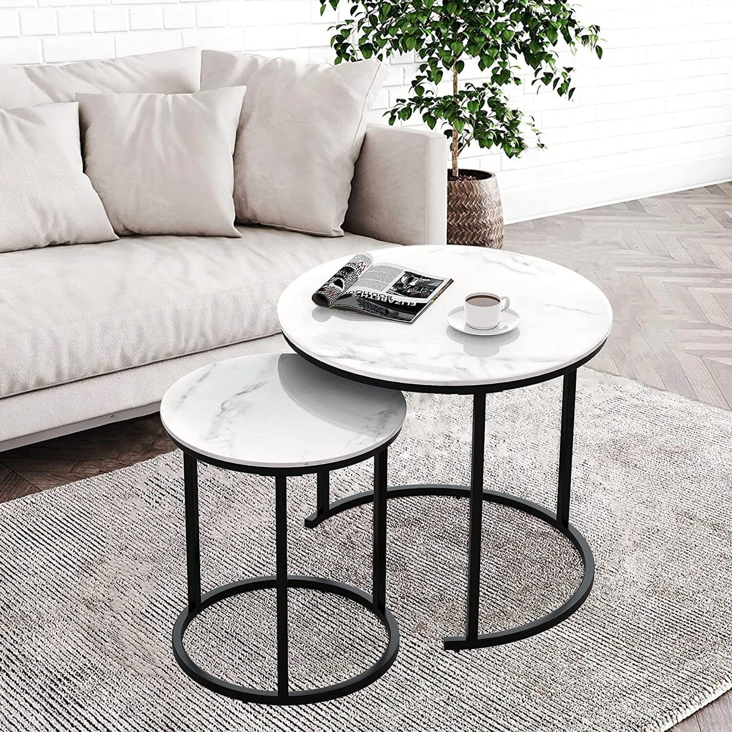 2 Pieces Round Table Set 18 and 16 top size