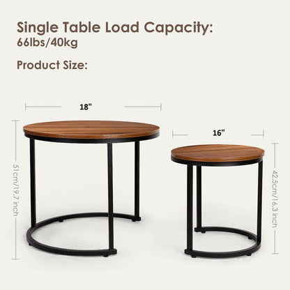 2 Pieces Round Table Set 18 and 16 top size