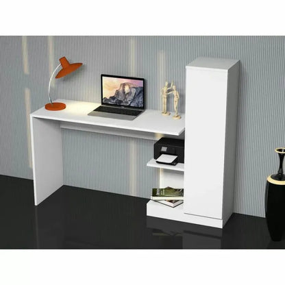 Modern Home Office Writing Computer Desk with Side Shelves