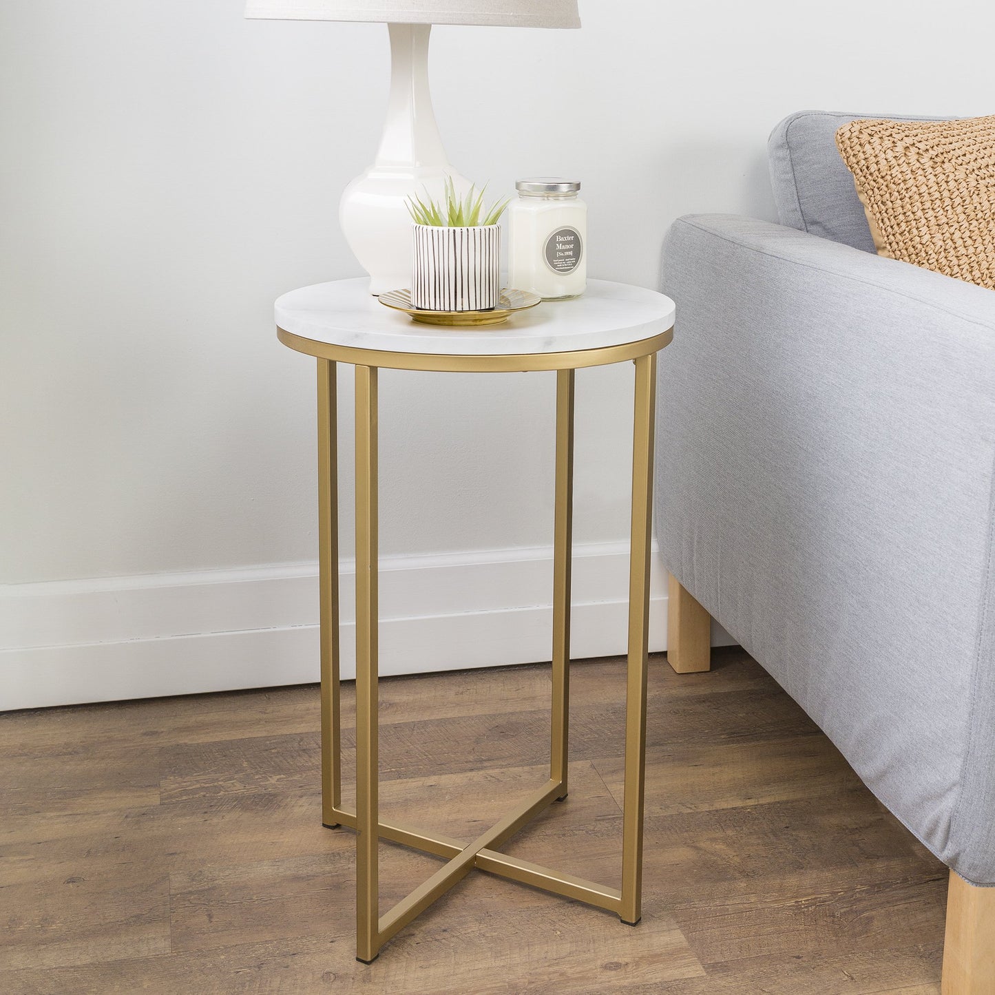 16in Modern Round Living Room Accent Side Table