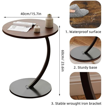 Modern Round Coffee Table - Waterproof Top with Iron Base for Living Room