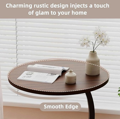 Modern Round Coffee Table - Waterproof Top with Iron Base for Living Room