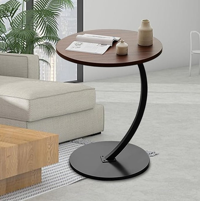 Modern Round Coffee Table - Waterproof Top with Iron Base for Living Room
