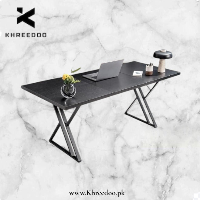 Modern Minimalist X-Frame Executive Computer Desk for Office, Study Room, Home Workspace, Professional Setup,