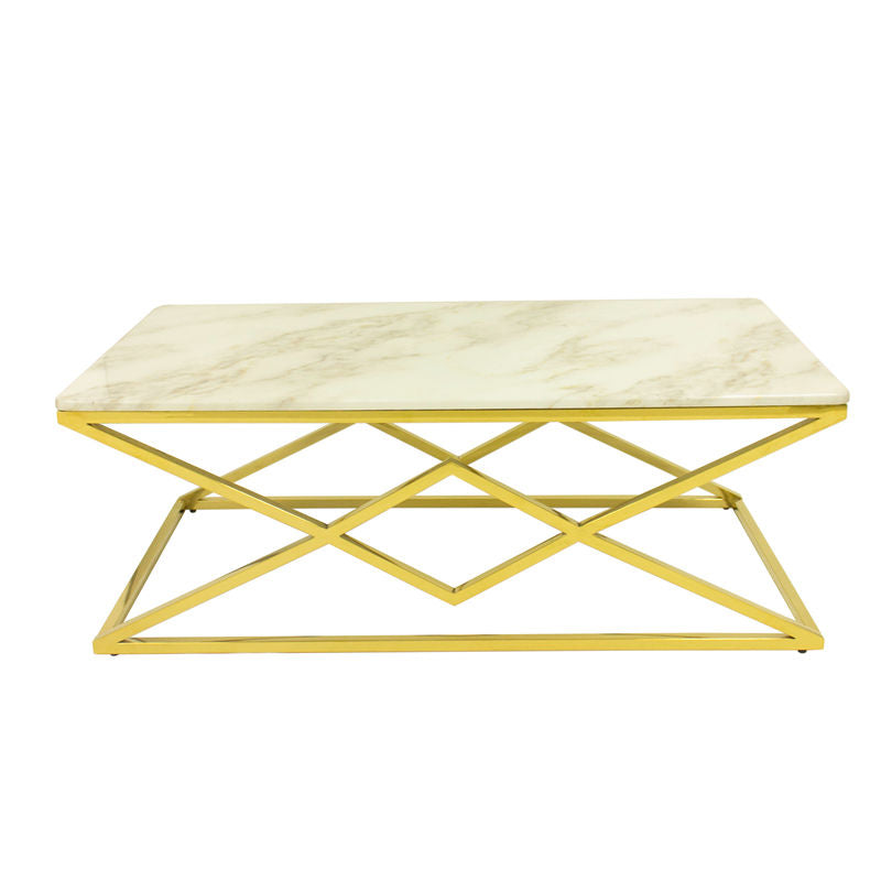 Designer Center Table for Living Room – Modern Elegance with Wooden Marble Texture Top