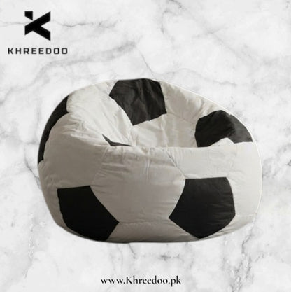 White Football Bean Bag Chair | Stylish Soccer-Themed Seating for Gaming, Bedroom & Lounge